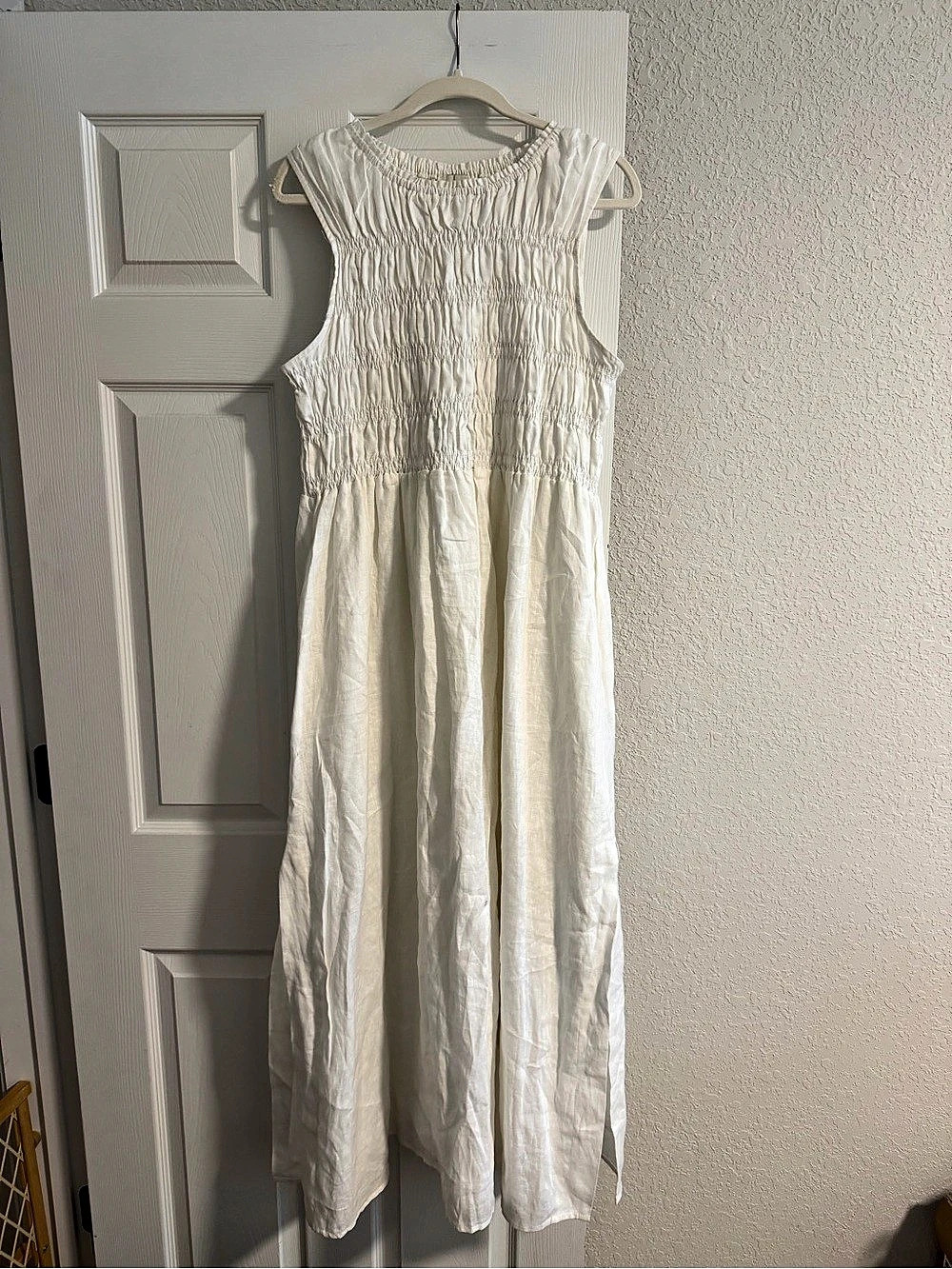Dissh Toby White Linen Midi Dress in White, US 10
